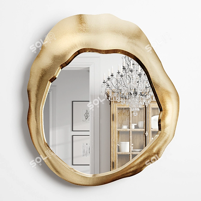 Elegant Gold Miller Mirror 3D model image 1