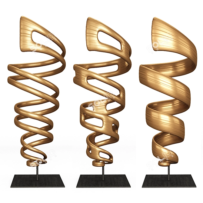 Golden Elegance Metal Art 3D model image 1