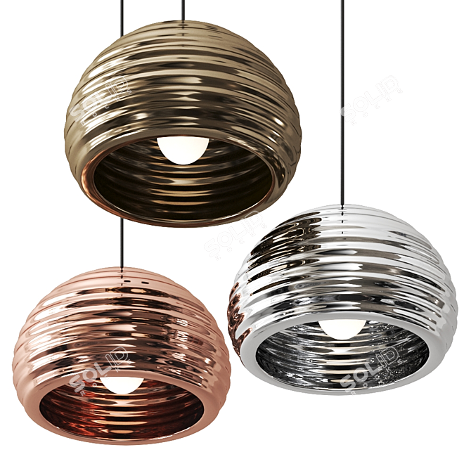 Elegant Brass Pendant Light 3D model image 1