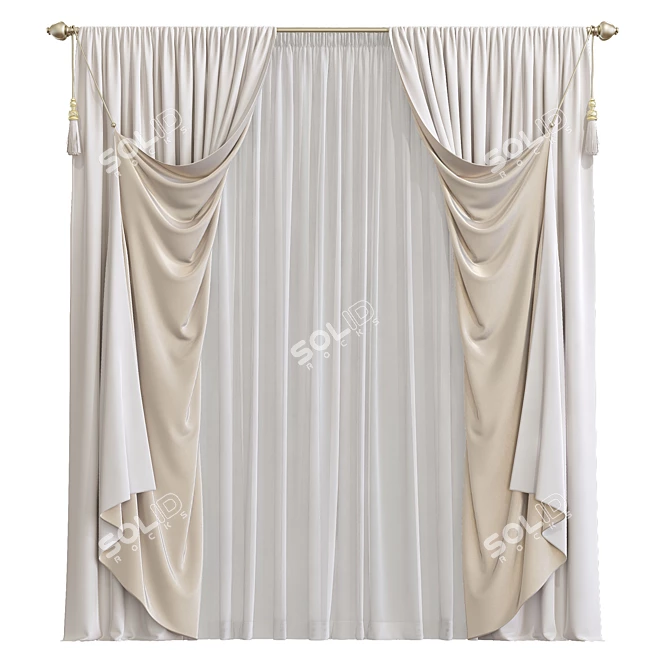 Elegant Window Drapes 3D model image 1