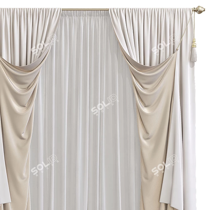 Elegant Window Drapes 3D model image 3