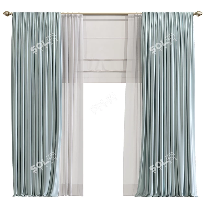Refined Drapes: Curtain 917 3D model image 1
