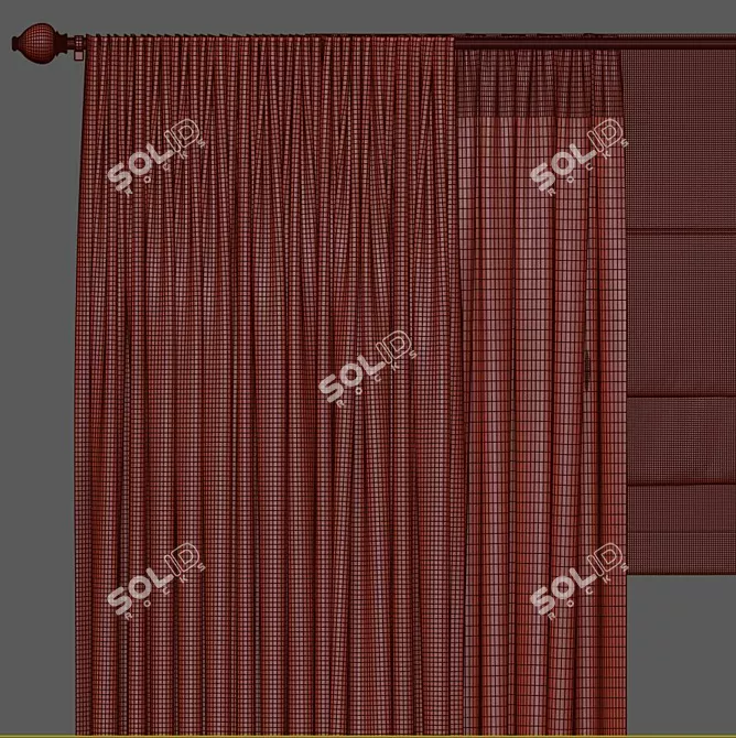 Refined Drapes: Curtain 917 3D model image 5