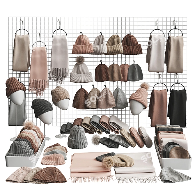 Stylish Hat & Accessories Set 3D model image 1