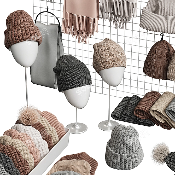 Stylish Hat & Accessories Set 3D model image 3