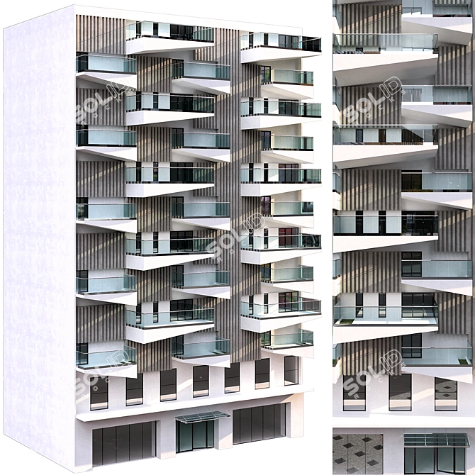 Parametric Designed Residential Building 3D model image 1