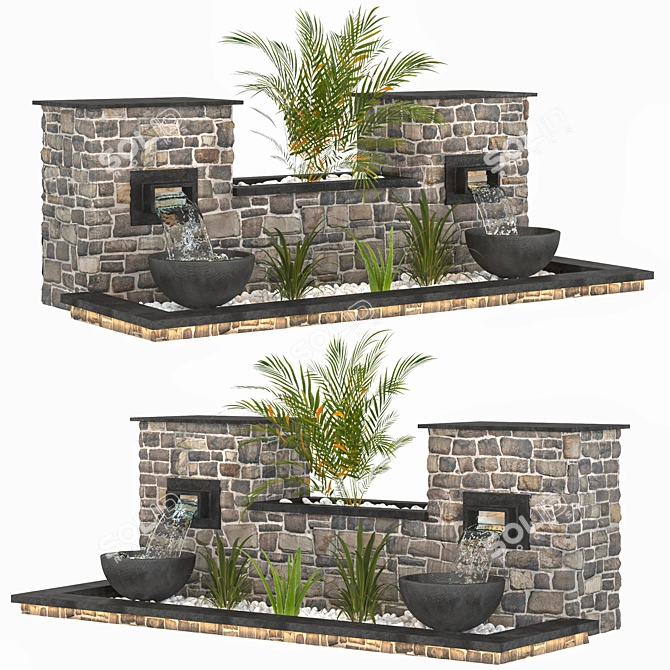 Sculptural Roof Garden Fountain 3D model image 1