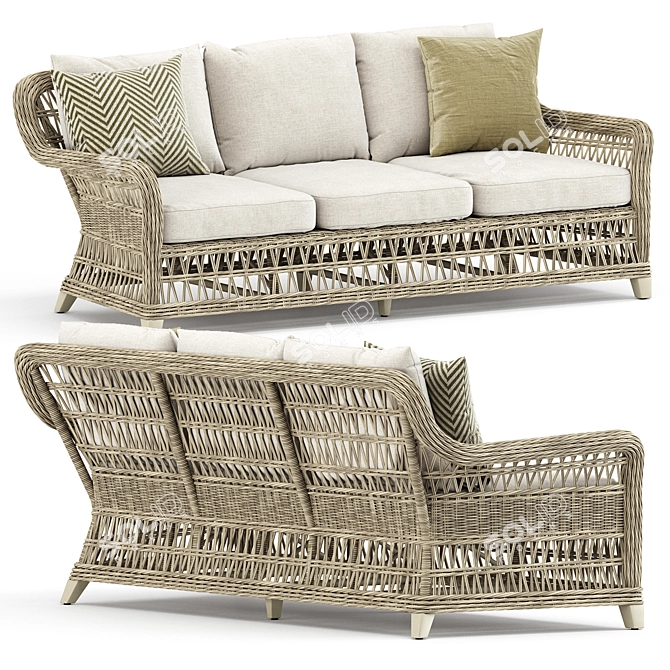 Arbor 3-Seat Sofa: Elegant & Comfortable 3D model image 1