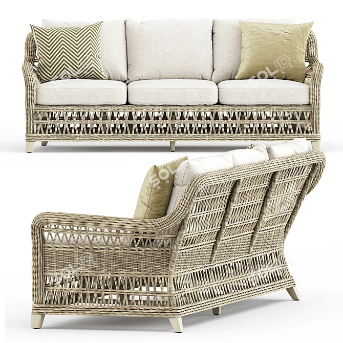 Arbor 3-Seat Sofa: Elegant & Comfortable 3D model image 3