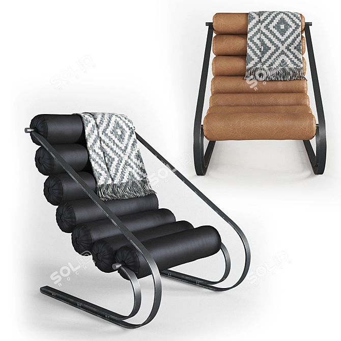 Vintage Lounge Chair with Ottoman 3D model image 2
