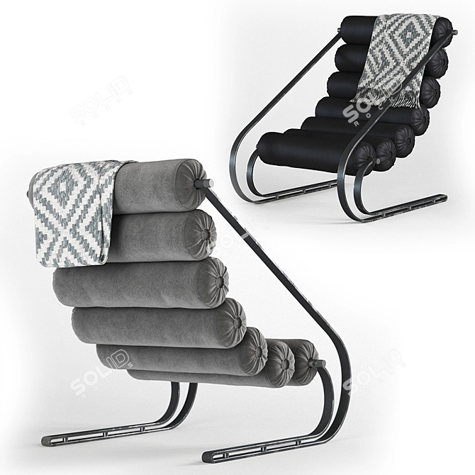 Vintage Lounge Chair with Ottoman 3D model image 3