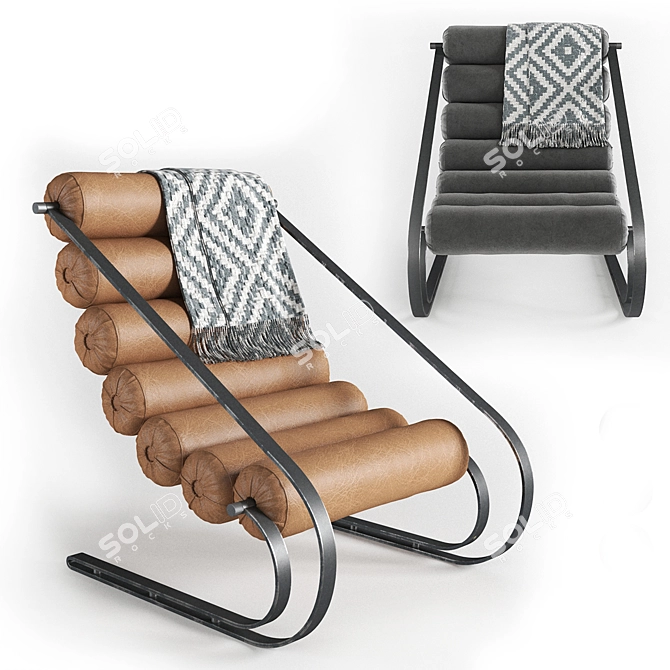 Vintage Lounge Chair with Ottoman 3D model image 5