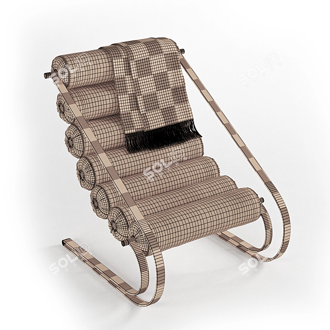 Vintage Lounge Chair with Ottoman 3D model image 6