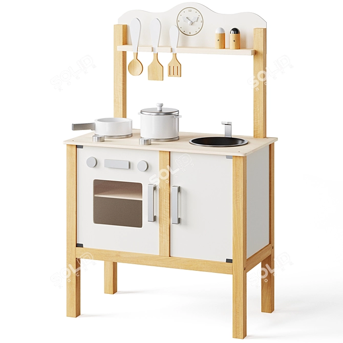 Modern White Children Kitchen Set 3D model image 1