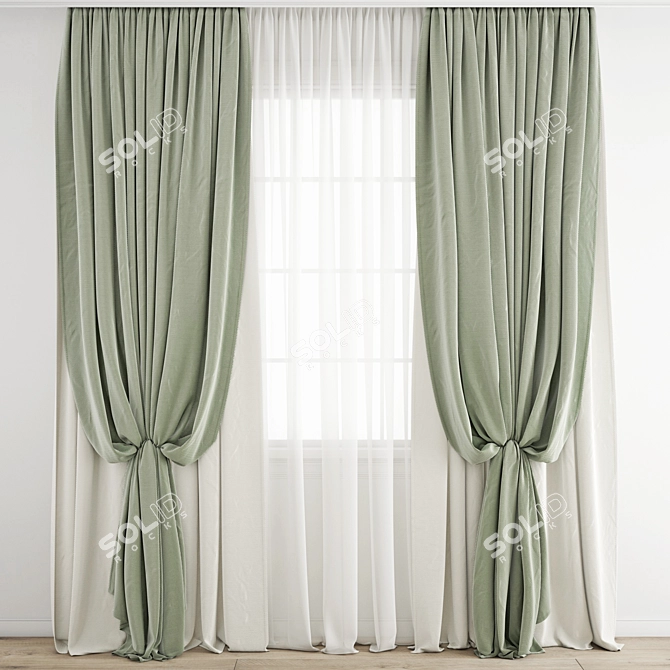 Polygonal Curtain Model: High Quality, Versatile Design 3D model image 1