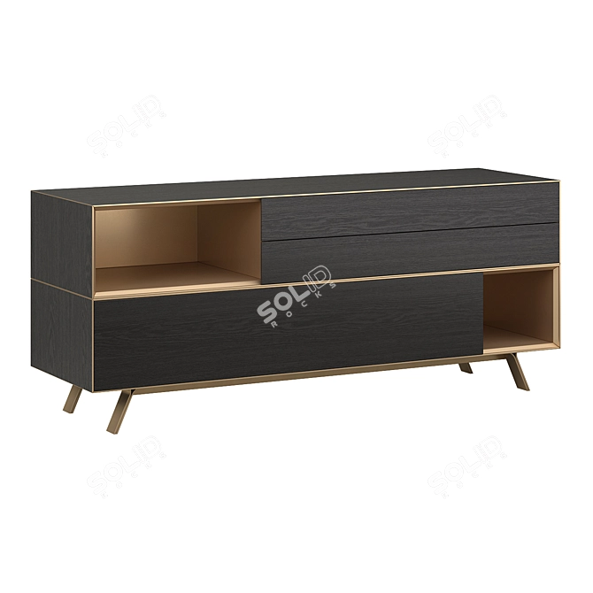 Italian Oak Carbone Horizontal Dresser 3D model image 1