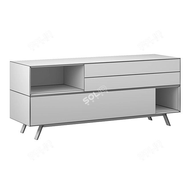 Italian Oak Carbone Horizontal Dresser 3D model image 3