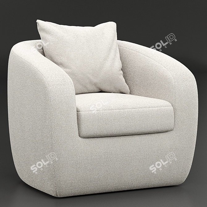 Cozy Jasper Boucle Swivel Armchair 3D model image 1