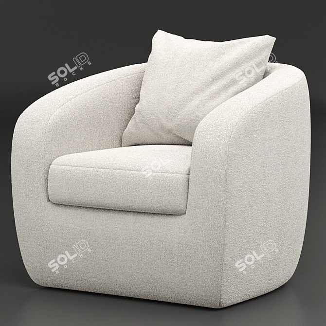 Cozy Jasper Boucle Swivel Armchair 3D model image 2