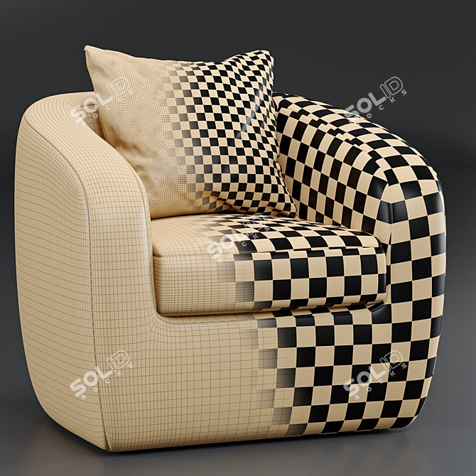 Cozy Jasper Boucle Swivel Armchair 3D model image 4