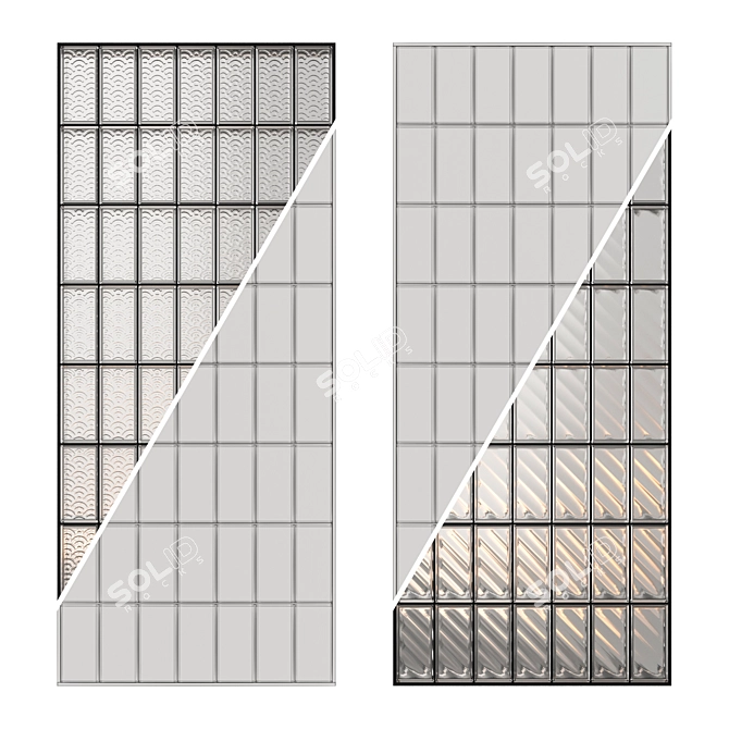 Modern Glass Block Wall 03 3D model image 2