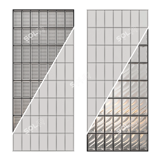 Modern Glass Block Wall 03 3D model image 3