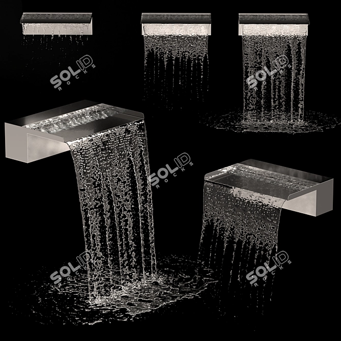 Stainless Steel Waterfall Fountain 3D model image 1