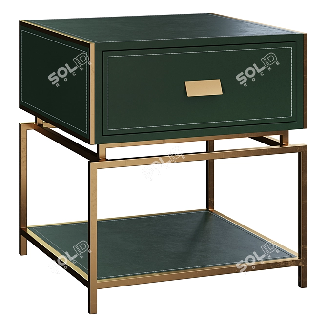 Gold Steel Bedside Table with Drawer Arabel 3D model image 1