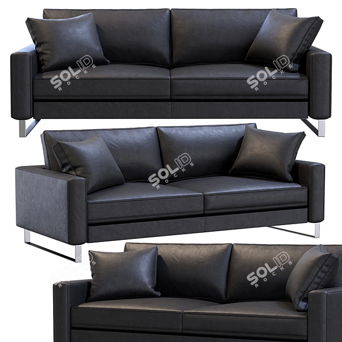 Modern Slide Leather Sofa 3D model image 1