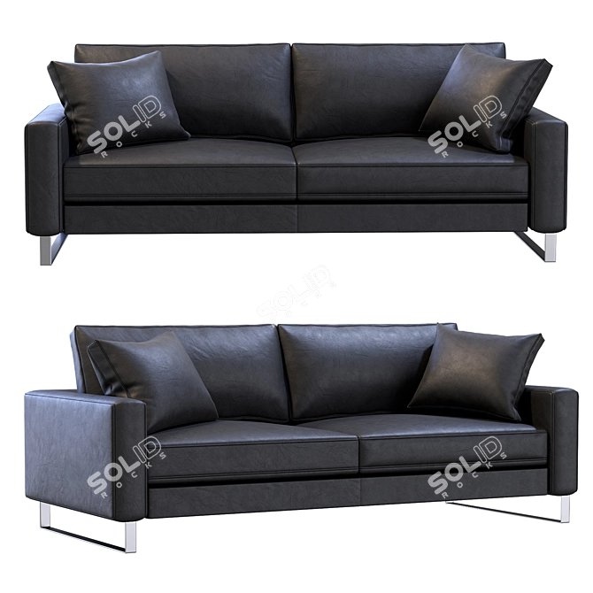 Modern Slide Leather Sofa 3D model image 2