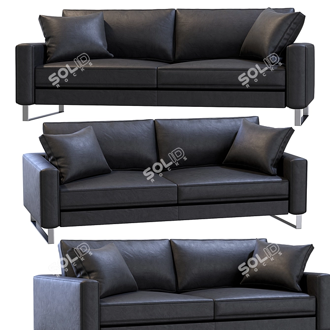 Modern Slide Leather Sofa 3D model image 4