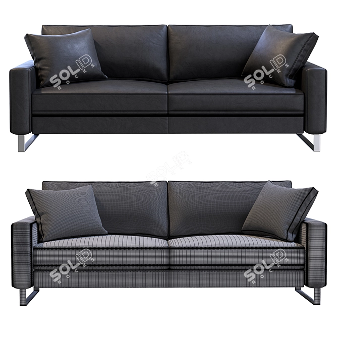 Modern Slide Leather Sofa 3D model image 5
