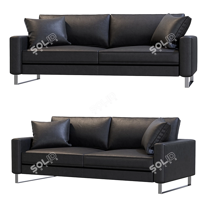 Modern Slide Leather Sofa 3D model image 6