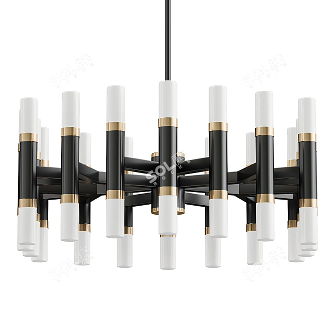 Modern Black LED Chandelier 3D model image 1