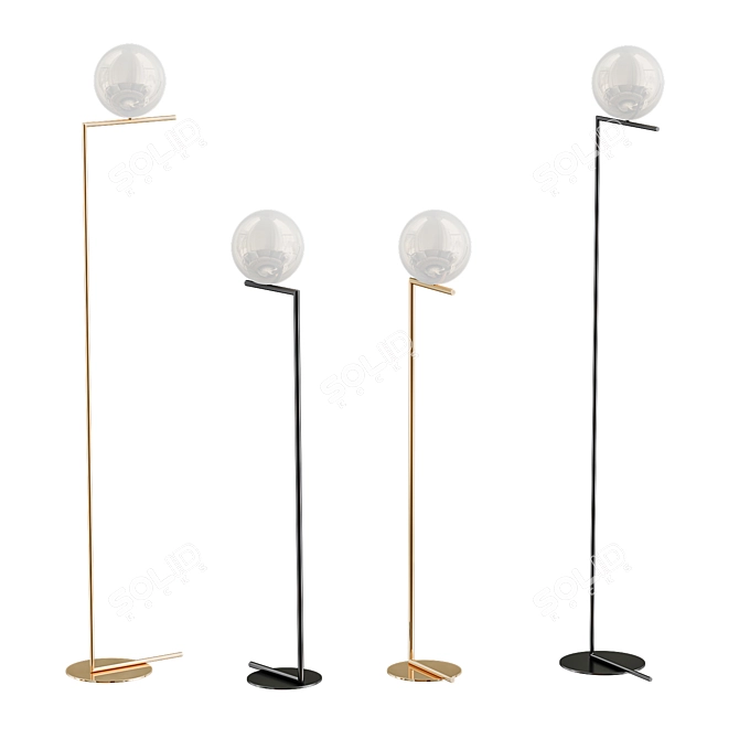 Sleek Brass IC Floor Lamp 3D model image 1