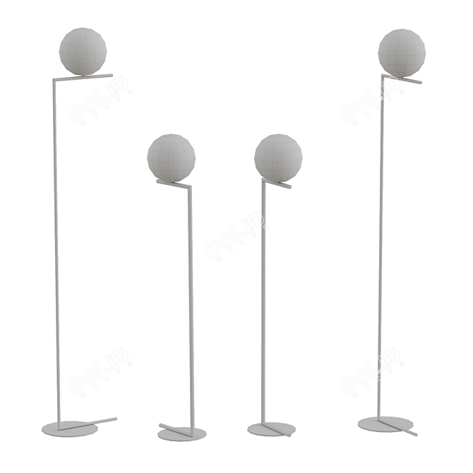 Sleek Brass IC Floor Lamp 3D model image 2