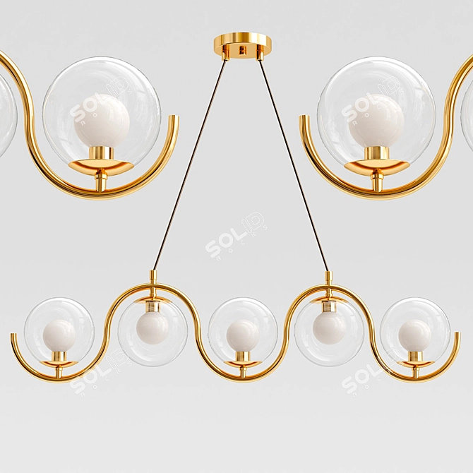 Modern Brass Linear Chandelier 3D model image 1