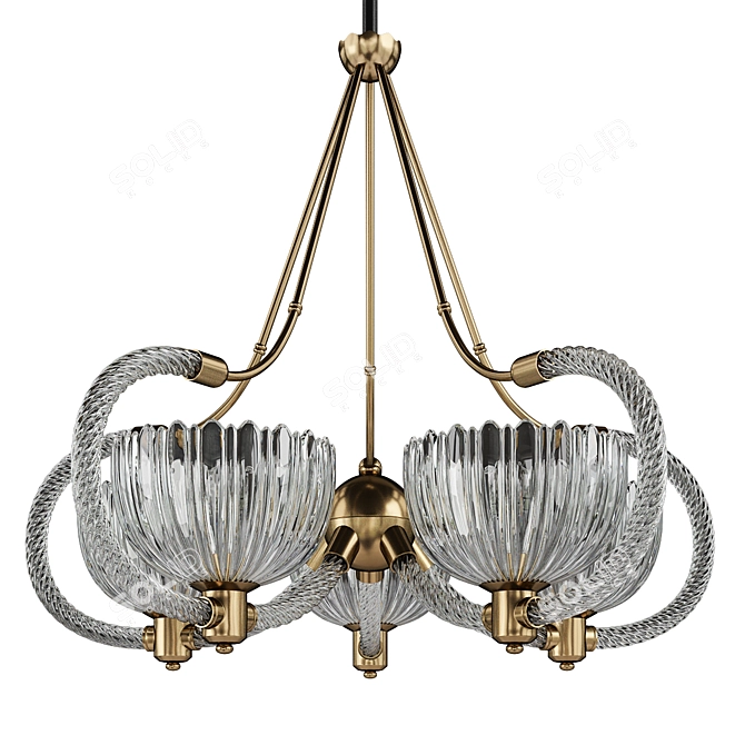 Venetian Murano Chandelier: Barovier et Toso Italian 3D model image 1