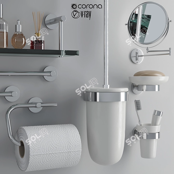 Luxury Bathroom Accessories Set 3D model image 3