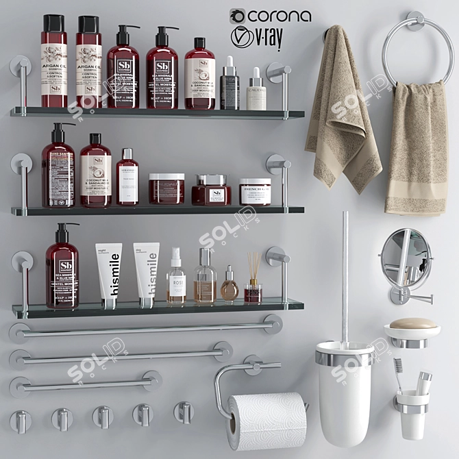 Luxury Bathroom Accessories Set 3D model image 7