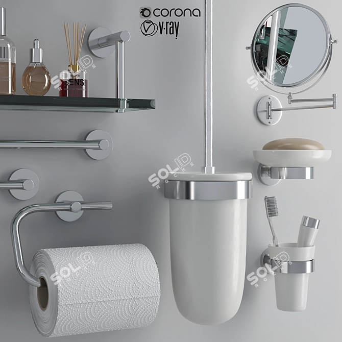 Luxury Bathroom Accessories Set 3D model image 8