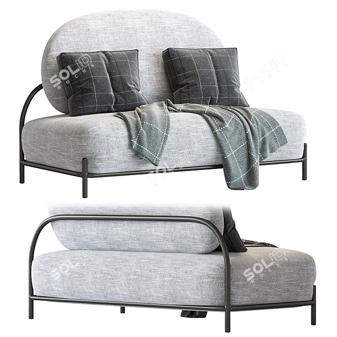 Pawai Dark Gray Sofa: Stylish Fabric Upholstery 3D model image 1