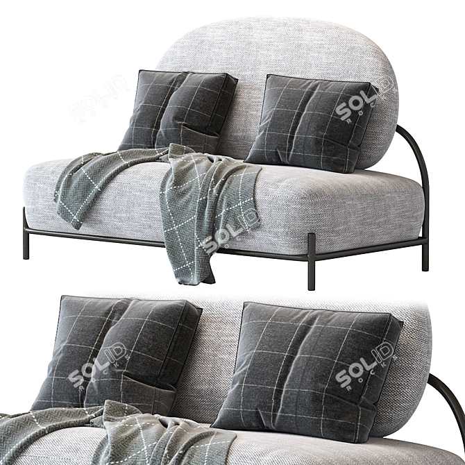 Pawai Dark Gray Sofa: Stylish Fabric Upholstery 3D model image 2