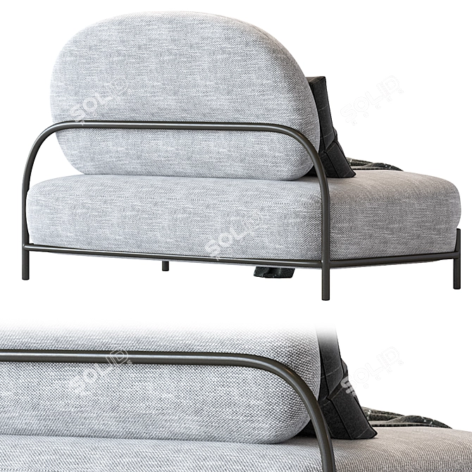 Pawai Dark Gray Sofa: Stylish Fabric Upholstery 3D model image 3