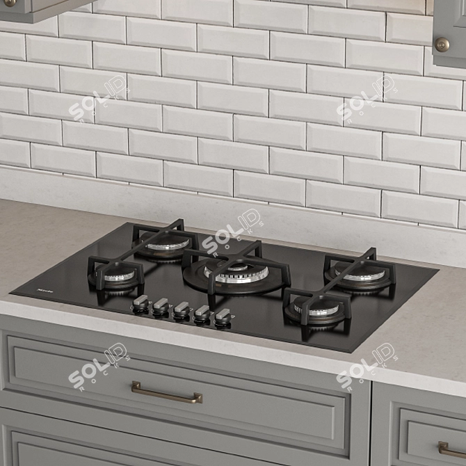 Elegant Gray Kitchen Set - 42-Piece 3D model image 2