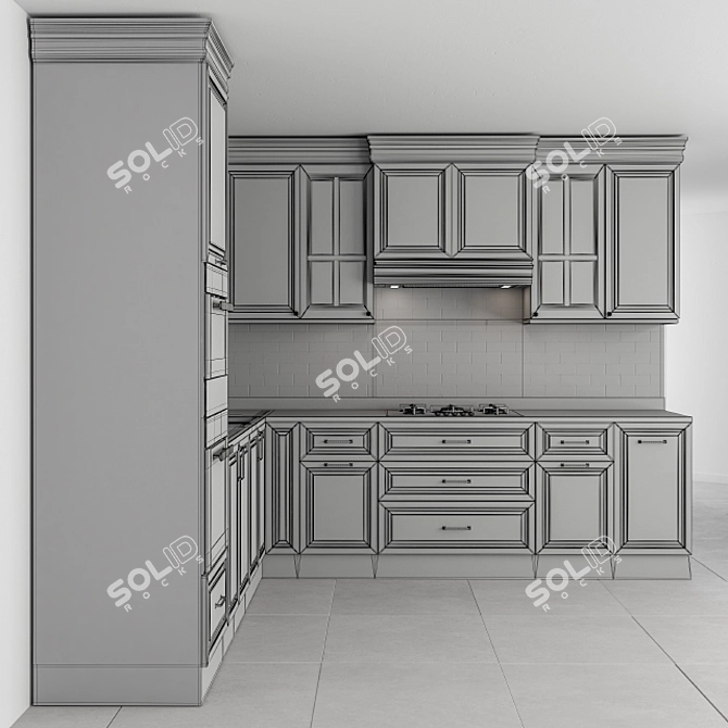 Elegant Gray Kitchen Set - 42-Piece 3D model image 4