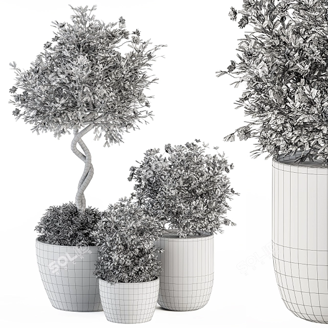 Flower Tree Pot - Outdoor Plant Set 3D model image 4