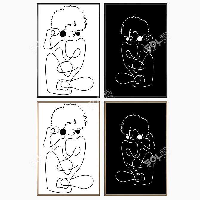 Elegant Wall Paintings Set 3D model image 2