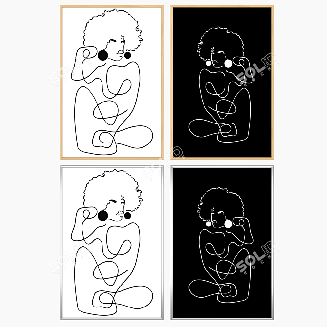 Elegant Wall Paintings Set 3D model image 3