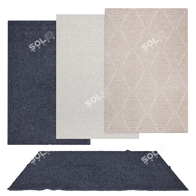 Versatile 6-Piece Rug Set 3D model image 1